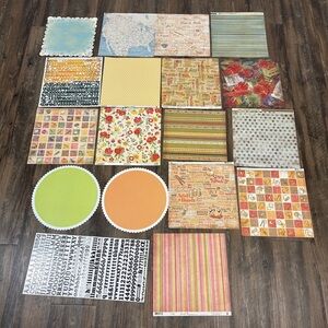 Colorful Scrapbook Paper and Stickers Lot (18)